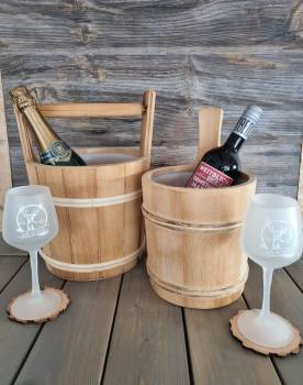 Flaschenkühler Set Holzfassl